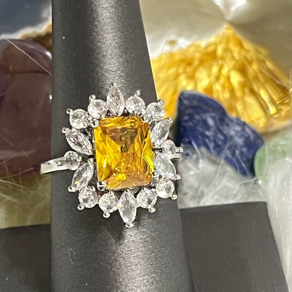 Sterling Citrine Cocktail Ring - Picture 1 of 15